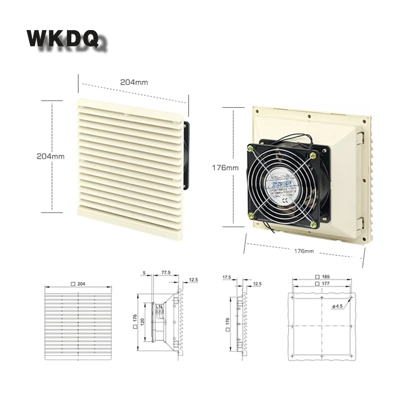 FK-3323-230 Air Filter Fan For Cabinet Ventilation Set Shutters Cover Fan Grille Louvers Blower Exhaust Fan Filter  With Fan