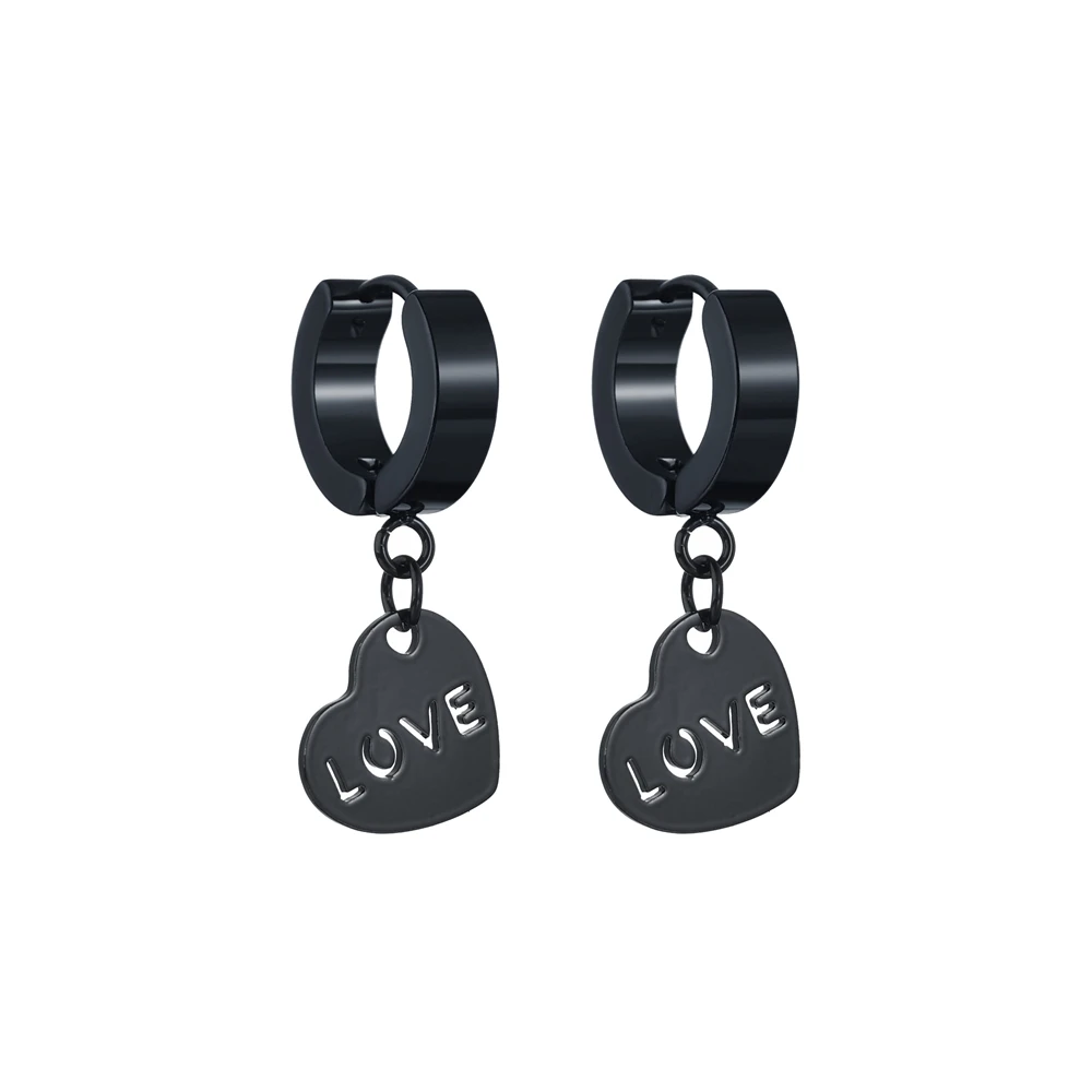 KPOP DNA Korean Hot Sale Pop Jewelry Bangtan Boys Album Black Love Heart Stud Earrings For Women Vintage Men Earrings Geometric