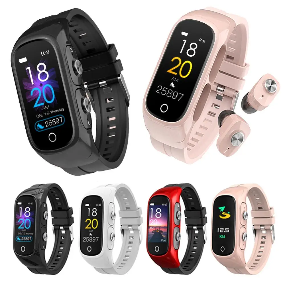 Smart Call Bracelet with Headset Headphones Wireless Earbuds Heart Rate Sport Watch Fitness Tracker  Smartwatch