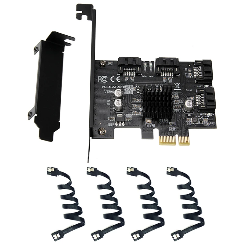 

PCI-E SATA Card 4 Port SATA III 3.0 6Gb Expansion Card Adapter PCI Express Controller Card Marvell 88SE9215 Chip with SATA Cable