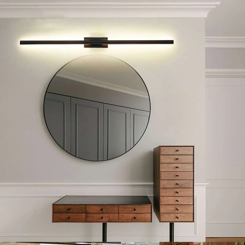 Metal tube LED wall lamps Modern living room Bedroom foyer washroom bathroom Black Brass Decor Wall sconce LED Mirror Light