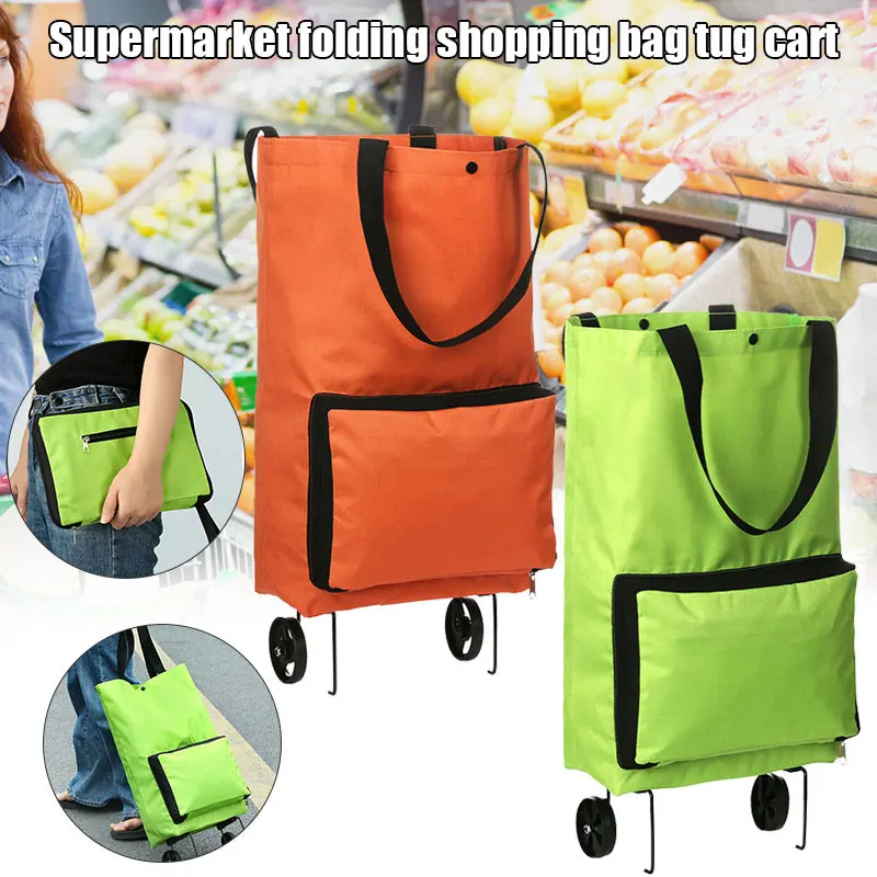 Newly Portable Wheeled Bag High Capacity Supermarket Folding Shopping Bag Trolley Cart Handle Bag