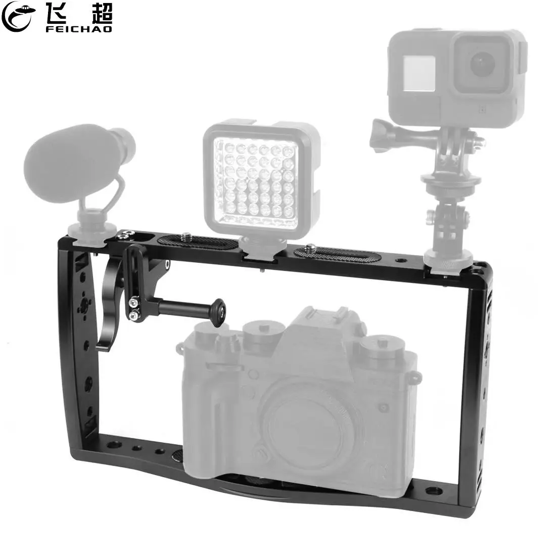 

Dual Handle Phone Stabilizer Grip Bracket Smartphone Video Rig Cage Filmmaking for GoPro 11 10 9 8 Lights Extension Underwater