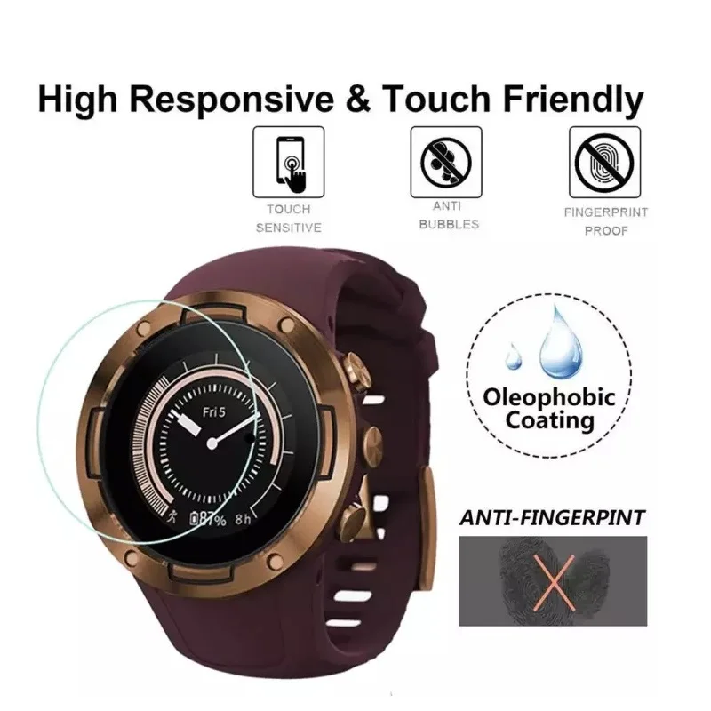 5PCS Screen Protector for Suunto 5 Peak Round Smart Watch HD Clear Tempered Glass Anti-Scratch Protective Film for SUUNTO 5