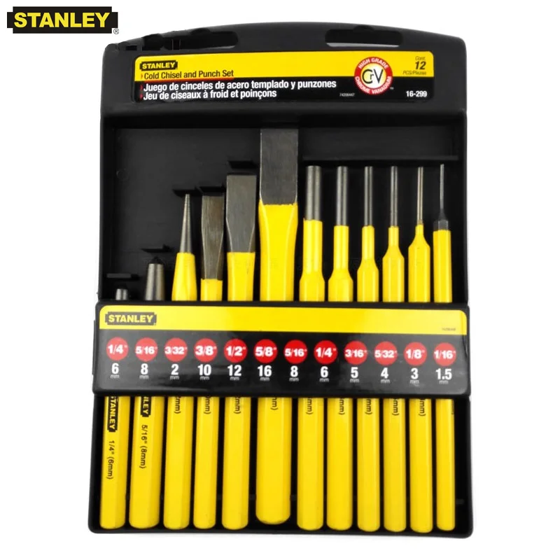 stanley workshop aco punches grupo grinder cinzel hole punching for pins metal stone cinzeis punktak kit de ferramentas serralheiro 01