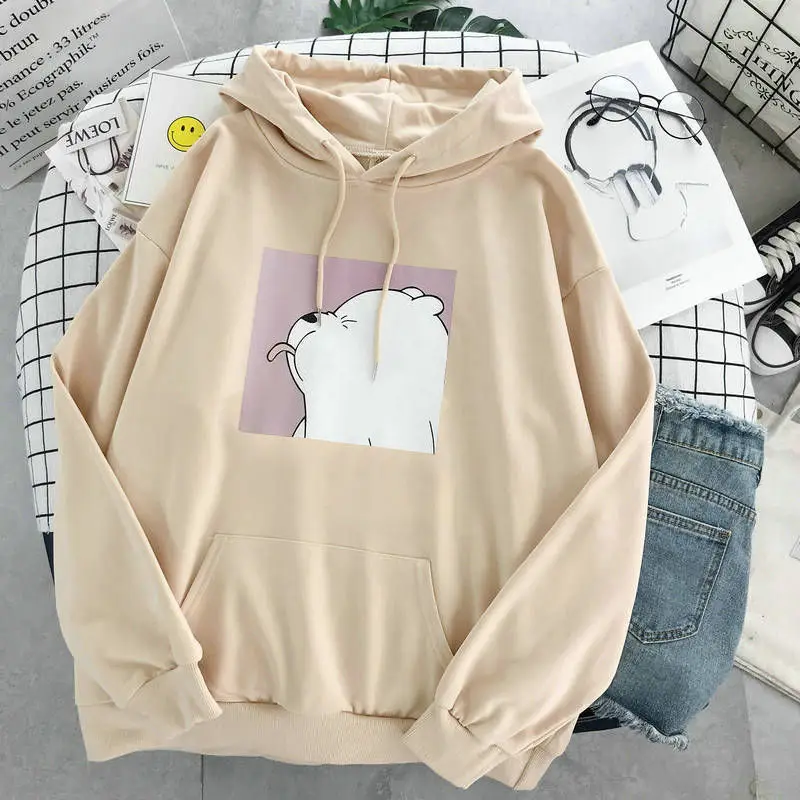 Hoodies oversized print Kangaroo Pocket Sweatshirts Hooded Harajuku winter Casual Vintage Korean Pullovers Women sweatshirts