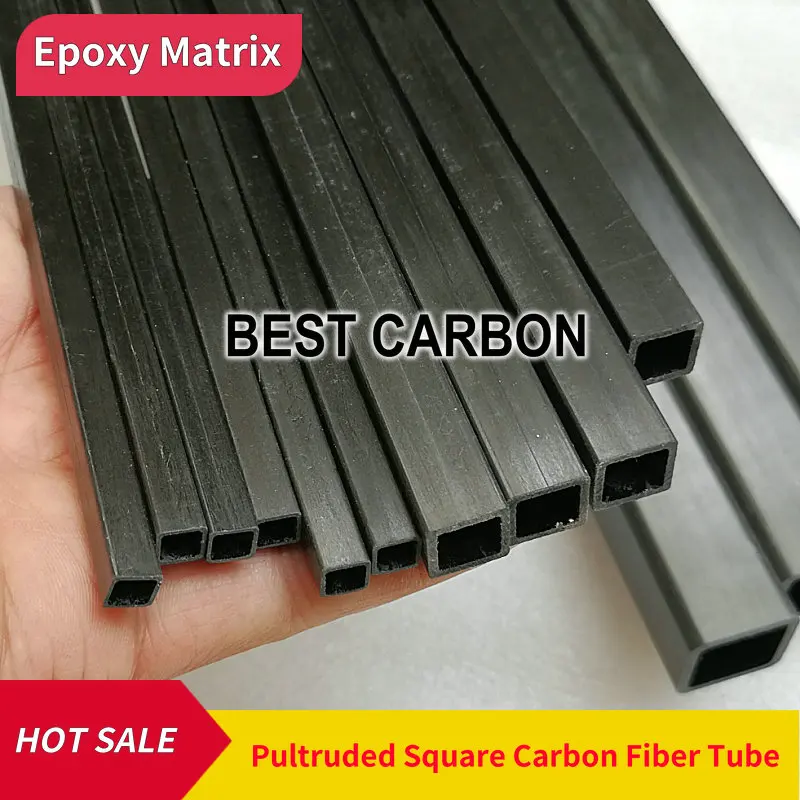 FREE SHIPPING SS OD 3mm 4mm 5mm 6mm 7mm 8mm 10mm 13mm 20mm 40mm , 500mm length S-S Pultruded Square Carbon Fiber Tube