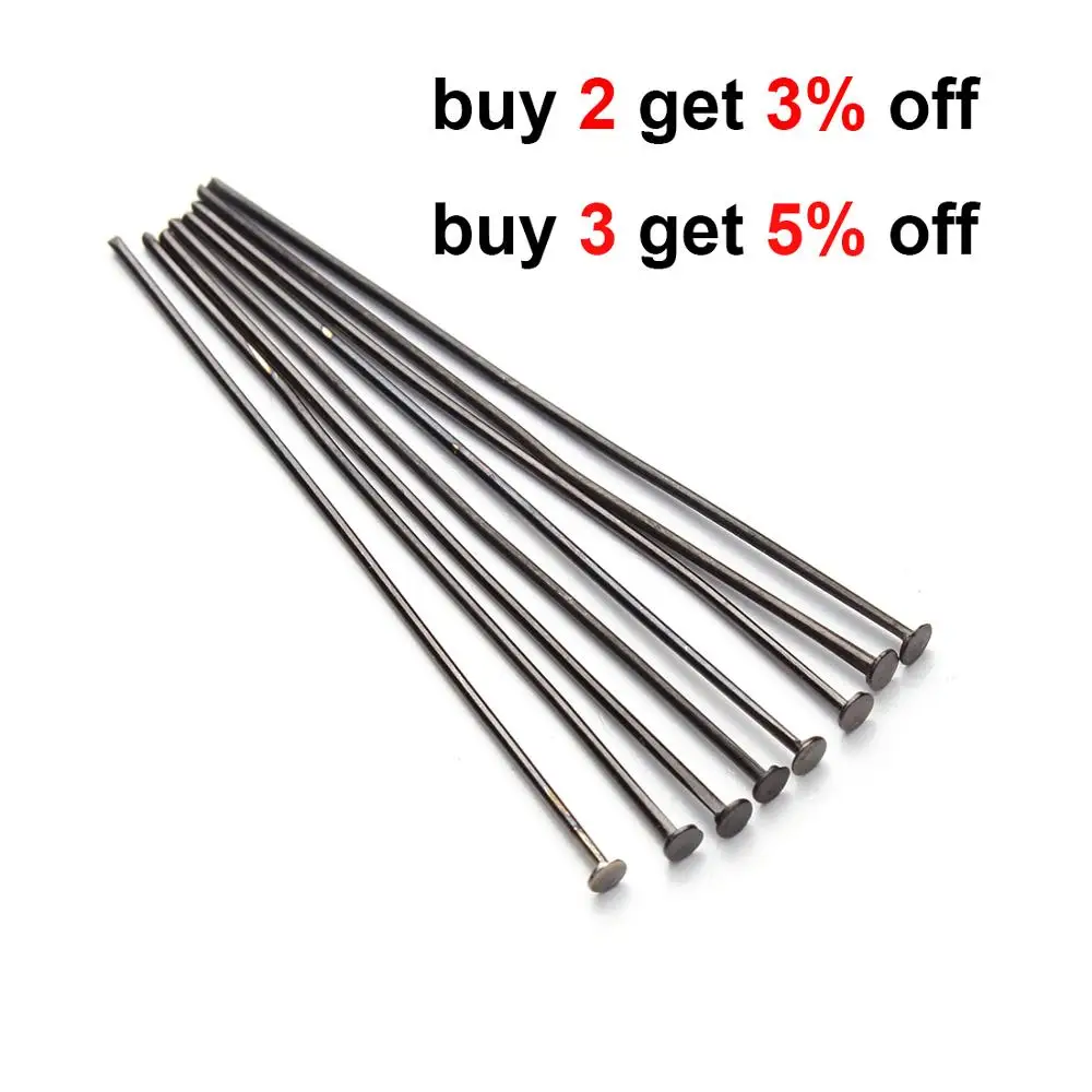 100pcs/bag 40 50mm Flat Head Pins 0.7mm Rhodium/Copper/Bronze/Silver Plated Head Pins For Diy Jewelry Making Accessories