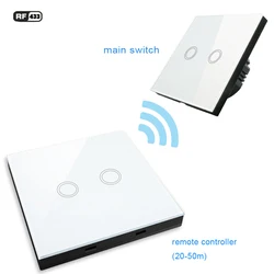 1/2/3 Gang 433mhz Wireless Remote Wall Light Touch Switch Wireless RF433 sensor Stick Remote Touch Switch EU Standard No neutral