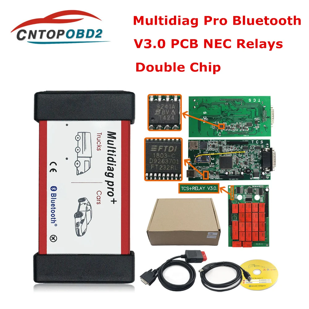 

Multidiag Pro 2021.11/2022 TCS Pro OBD2 Bluetooth Scanner for Car Truck Auto Scanner Diagnostic Tool with Double Board NEC Relay