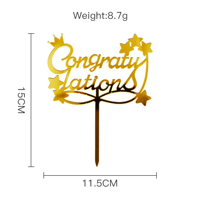 Congrats Выпускной из смолы АБС, ручная работа, торт топпера, с аппликацией в виде Золотой Звезды выпечки торта для Выпускной сезон вечерние кекс украшения 2021