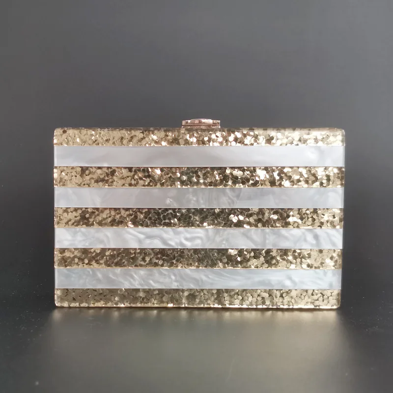 Long Dazzling Stripes Acrylic Women’s Phone Wallet New Elegant Fashion Handbags Wedding Minaudiere Ladies Party Banquet Purse