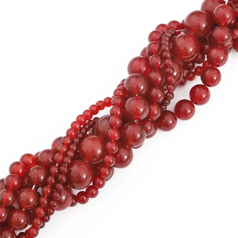 7A Grade round Natural Red Agate Gemstone Beads 4-14mm High Quality for DIY Jewelry Making Necklace Bracelet Earring Accessories - Image 3