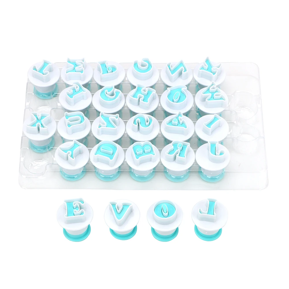 10/26 Pcs Upper Lowercase Fondant Cookie Mould Alphabet Mold Capital Letters Set Plunger Stamps Letter Cutter Cake Decorating