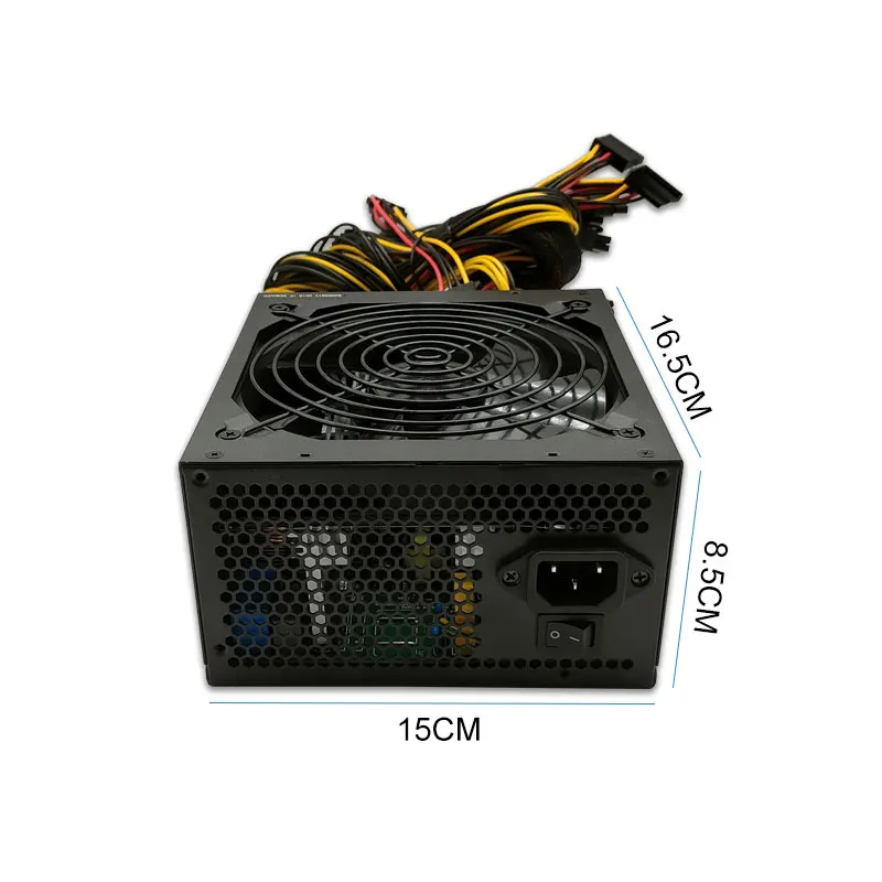 Fuente de alimentación para minería de monedas, suministro de energía para PC, compatible con 8 tarjetas de visualización, GPU 2000 de eficiencia, TF 95% W ATX 12V ETH