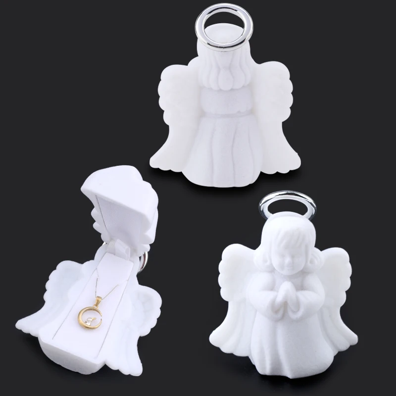 1/2PC Cute Angel Shape Velvet Jewelry Box Wedding Rings Box Gift Box Container Case for Jewelry Packaging Display Necklace