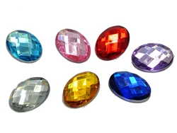 100 Flatback Acrylic Rhinestone Oval Gem Beads 13X18mm No Hole Color Choice