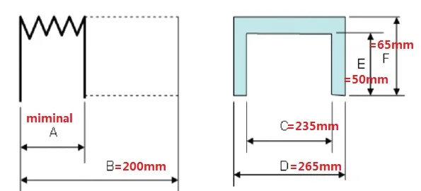 Type 12 accordion bellow, inner: 235 mm x 50 mm, outer: 265 mm x 65 mm, Lmax;200 mm