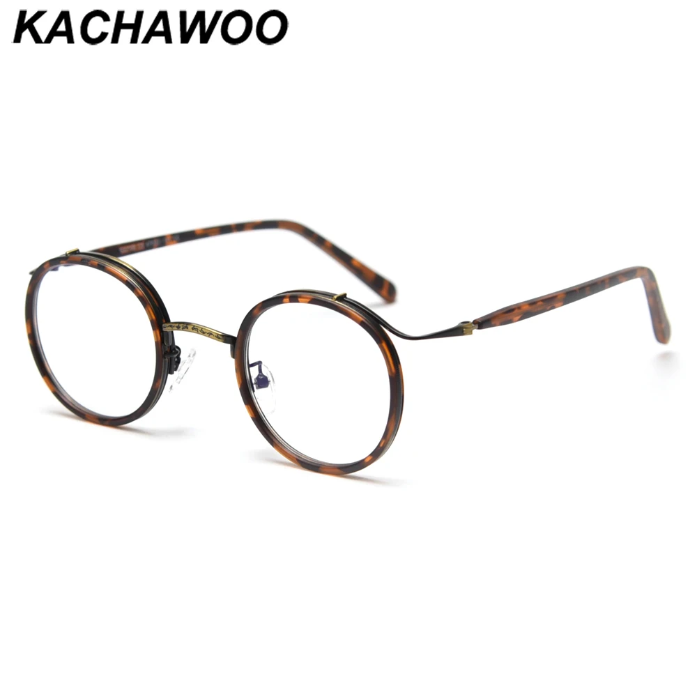 Kachawoo vintage glasses female optical round glasses frame male clear lens retro style leopard black birthday presents popular