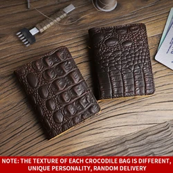 Retro Crocodile Pattern Card Holder Handmade Genuine Leather Credit Card Case Driver License Slot Wallet Purse Pouch Men Women