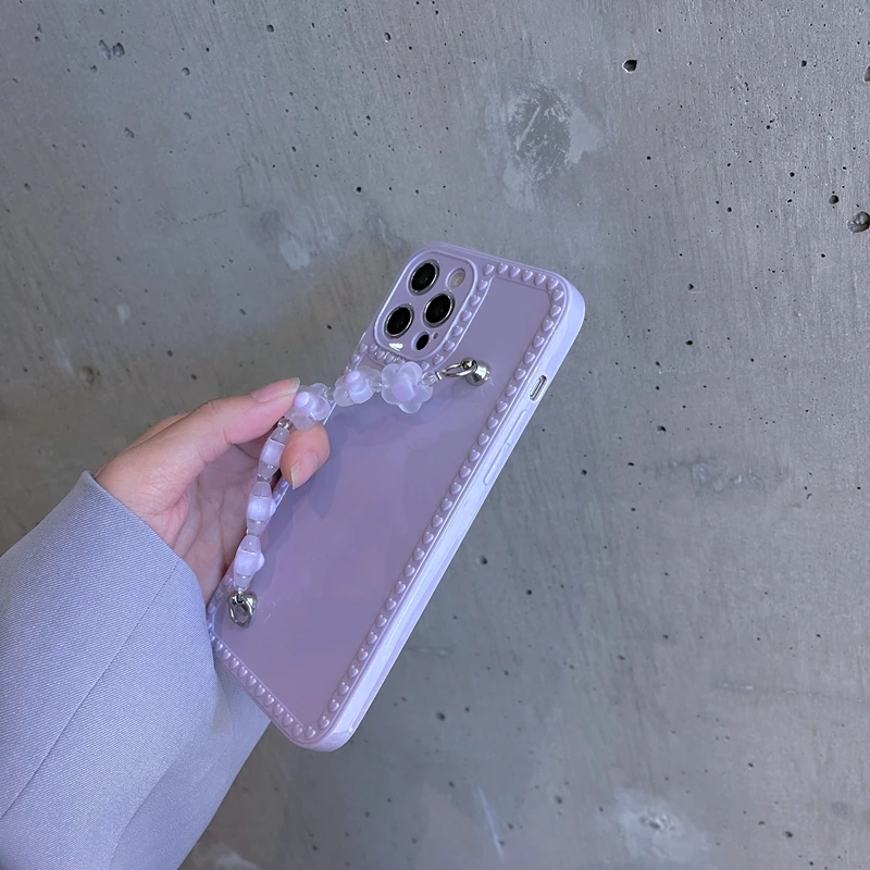 Fashion Lavender Purple 3d Flower Chain Female Soft Case For Iphone 11 12 Pro Max 7 8 Plus Xr X Xs Se 2020 Phone Cover Fundas