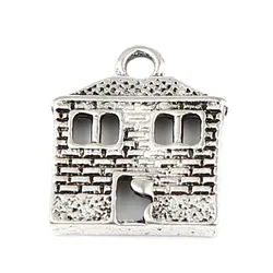 Zinc Based Alloy Charms House Antique Silver Color For Jewelry DIY Findings, 10 PCs