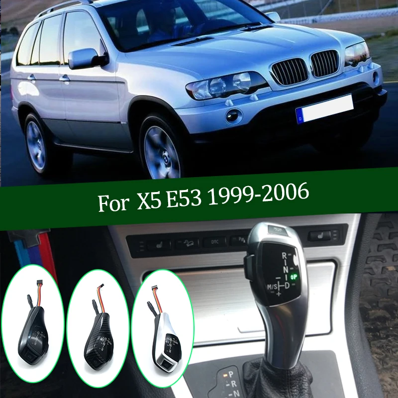 Palanca de cambio de marchas LED negra y plateada de fibra de carbono para BMW x5 x 5 E53 E 53 1999-2006 accesorios automáticos