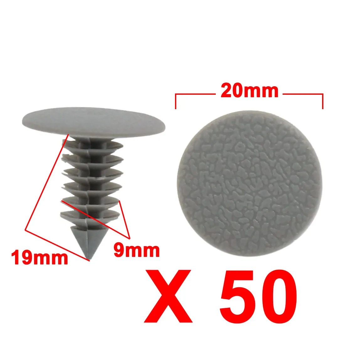 Uxcell 50 Pcs Gray Plastic Door Fender Bumper Push Rivets Clip 9mm for Auto Car