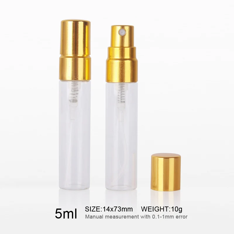 100Pieces/lot 5ml Mini Refillable Perfume Bottle For Sample Spray Bottle Metal Atomizer Portable Travel Gift Cosmetic Container