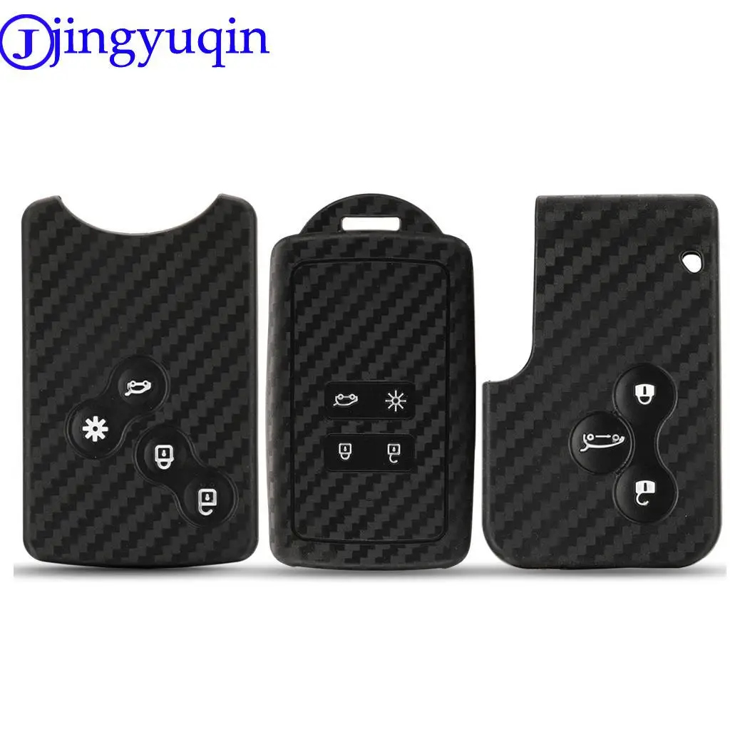 jingyuqin Carbon Men Car Key Bag Case For Renault Kadjar Captur Clio Megane 2 3 4 RS Koleos Logan Scenic Card Case Keychain