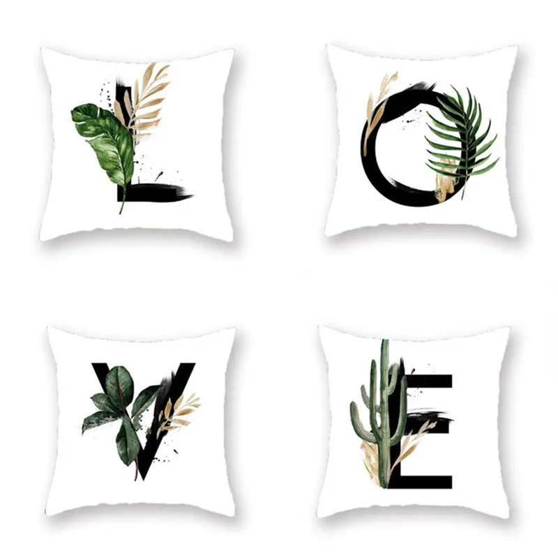 

Free Shipping 4pcs/pack Household Pillow Case English Letter Element Printing Design Housewarming Friend Gift