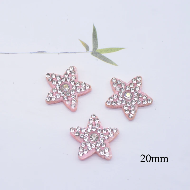 30Pcs Pink Star Heart Flower Windmill Butterfly Swan Rhinestone Patches for Clothing Headwear Applique Hairband Jewelry Supplies