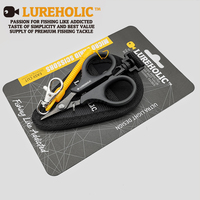 Lureholic Stainless Steel Fishing Scissors Serrated Portable Cut For Fishing PE Braid Line Fine with lanyard and bag