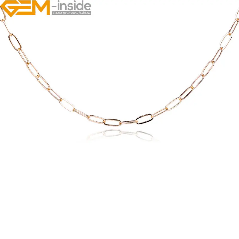 

100CM Brass with 14K Gold Filled 3x7mm Handmade Paperclip Link Cable Chain Chains for Jewelry Making Findings