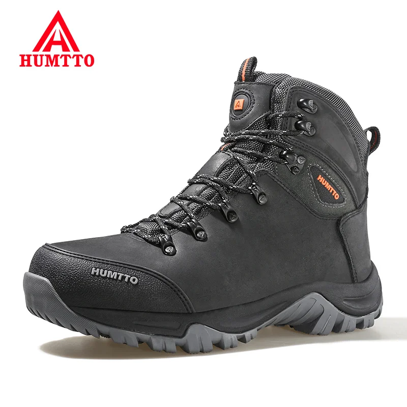 HUMTTO Waterproof Ankle Boots for Men Leather Mens Winter Boots Luxury Brand Designer Hiking Tactical Shoes Work Safety Sneakers