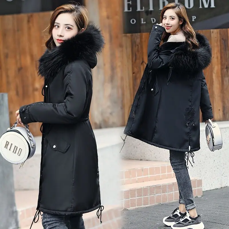 Winter Jacket Parkas Degree Women's Winter Long Coats Hooded Fur Collar Thick Warm Winter Jackets Women