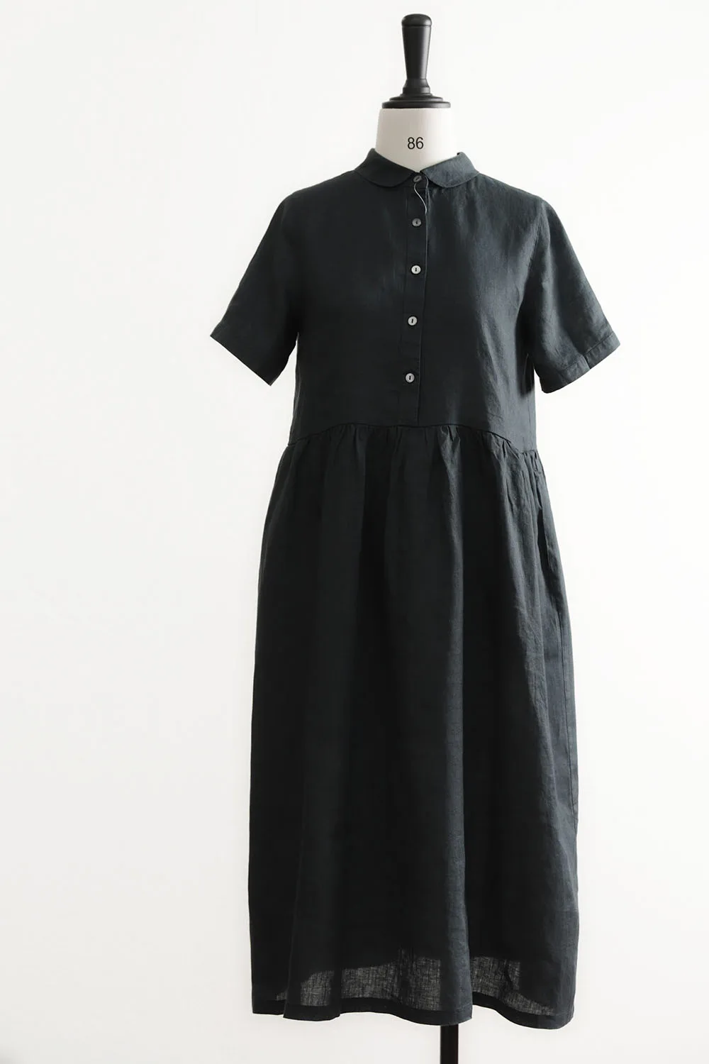 Natural Cotton Linen Blend High Waist Summer Dress Women 2025 Elegant Peter pan Collar Comfortable Breathable Casual Long Dress