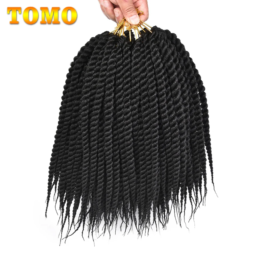 TOMO Senegalese Twist Crochet Braids Hair 12 18 Inch Synthetic Braiding Hair Extensions For Black Women Ombre Brown 12 Roots