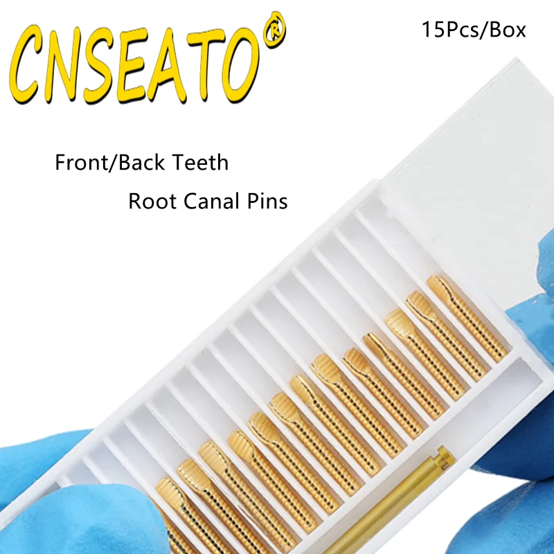 15Pcs Dental Screw Posts Kits Gold Plated Link Pins Refills Anterior Posterior Teeth Dentistry Root Canal Nail Dentist Materials