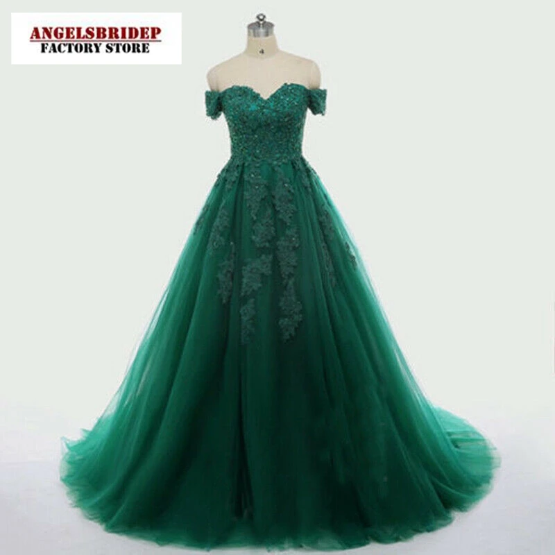 

New Arrival Sweetheart Tulle Long Evening Dresses Vestidos De Festa Sexy Off-Shoulder Appliques Formal Prom Party Gowns