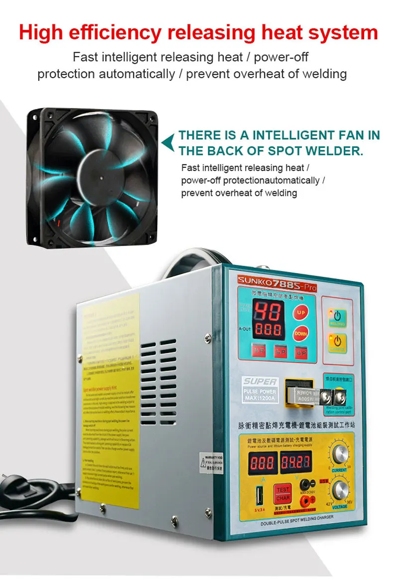 110V/220V Sunnkko 788S Pro Met 71A Spot Lassen Pen Spot Lasser Machine 3.2KW Batterij Lassen machine Gratis Verzending