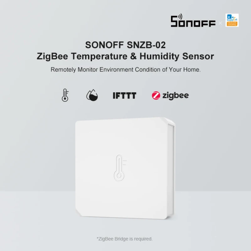 SONOFF SNZB-02 Zigbee Temperature Humidity Sensor Smart Real-Time Sync Via eWeLink ZBBridge Works With Alexa Google Home