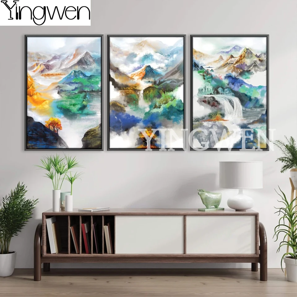 

Sacred Valley 5D DIY Diamond Painting Landscape Full Diamond Embroidery Picture Of Rhinestones River Valley Triptych Home Decor