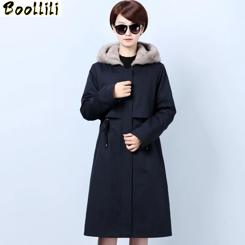 

Real Boollili ATUNSUE Fur Coat Women Rabbit Fur Coat Winter Coat Women Mink Fur Collar Real Fur Parka Women Clothes 2023