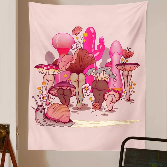 Sexy mushrooms girl Tapestry Wall Hanging Botanical Cactus Chart Hippie Bohemian Tapestries Psychedelic Witchcraft Home Decor AliExpress