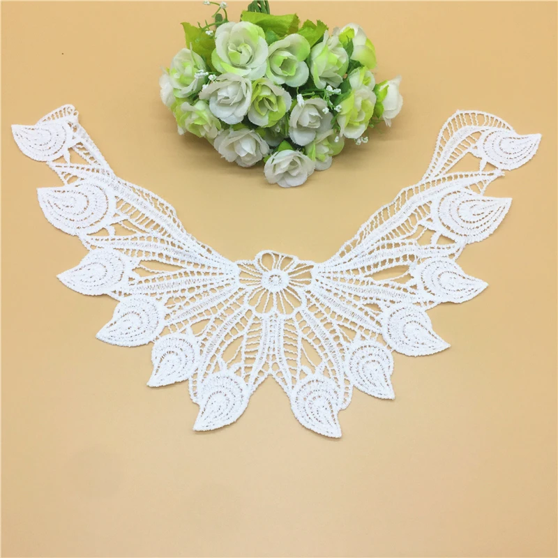 1pcs White Lace Fabric Collar Vintage Neckline Embroidered Trims  Applique Sewing Supplies Wedding Dress Accessories