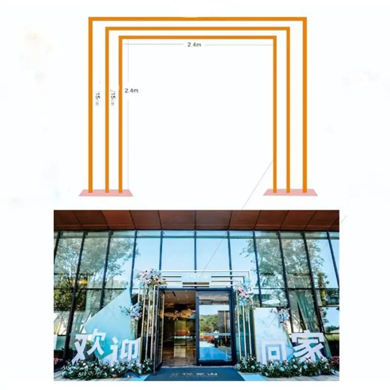 3 X 3M Outdoor Lawn Large Door Arch Square Geometric Flower Frame Aisle Floral Rack Wedding Event Party Stage DIY Backdrop Stand