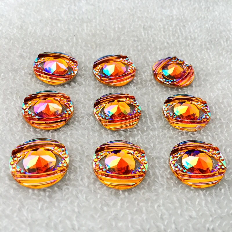 10pcs 18mm AB colour Round Flat Back stones and crystal Resin Rhinestone trim Gems For Costume Button Crafts -E842