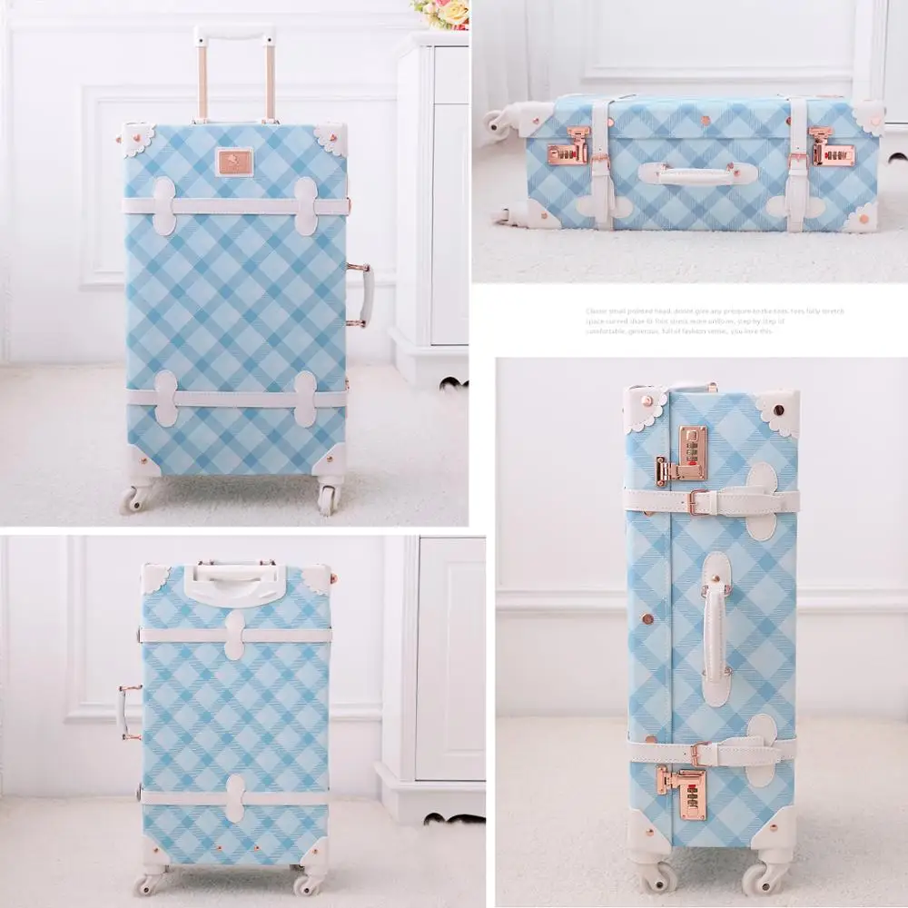 3PCS/SET Spinner Luggage Set Vintage Print suitcase PU Leather Water-resistant Upright Travel Trolley Rolling wheel box