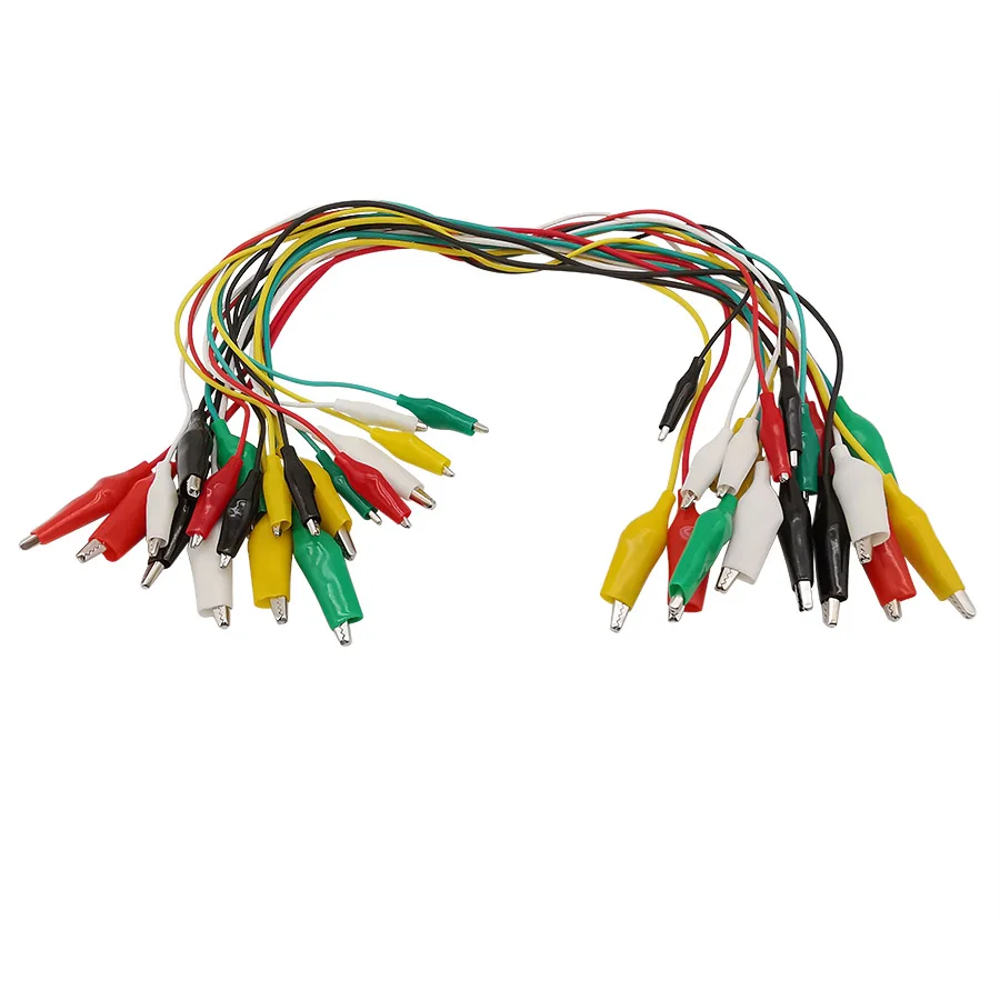 10Pcs 20 Inches 5 Colors Aligator Clips Cable Test Lead Set Crocodile Clips Electrical Wires Clamp for Electrical Testing